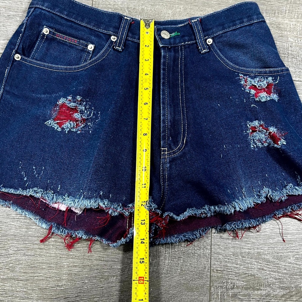 Tommy Hilfiger Cut-Out Shorts Women's 32/32 Blue Denim Distressed Beach Outdoor - Picture 8 of 8